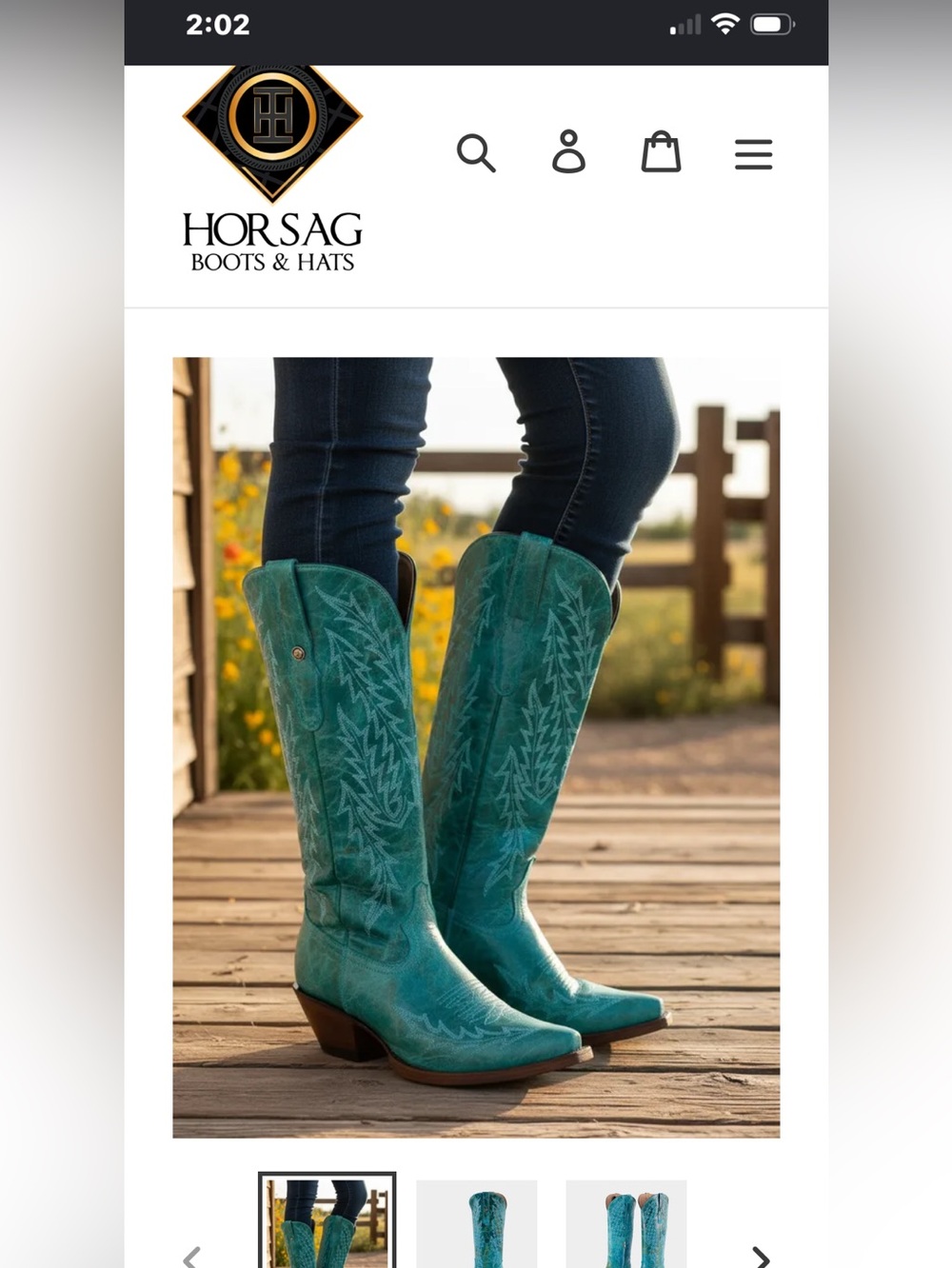 Horsag Teal Leather Western Boots for Women